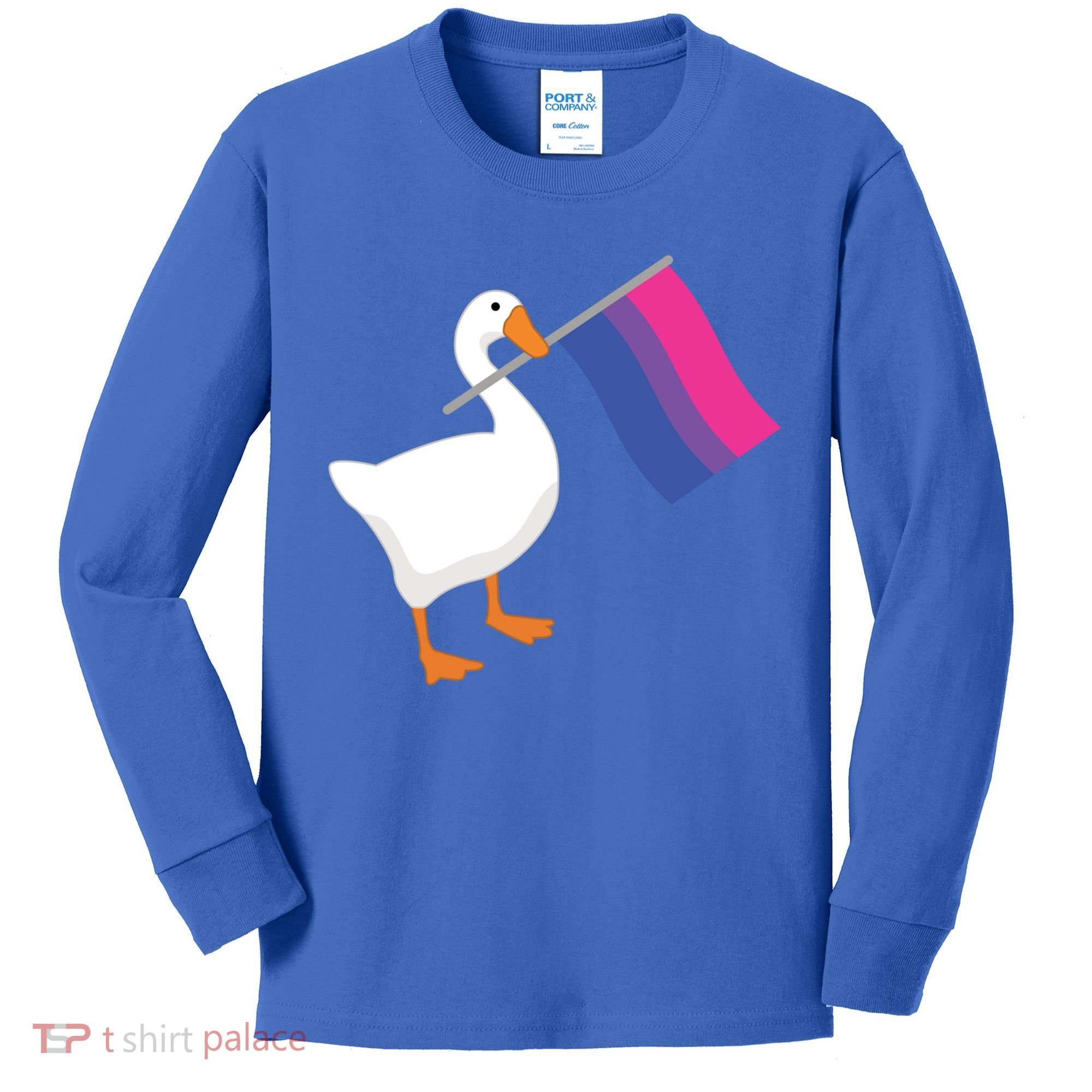 Bisexual Goose Game Lgbtq Bi Pride Parade Flag Untitled Honk Gift Kids Long Sleeve Shirt