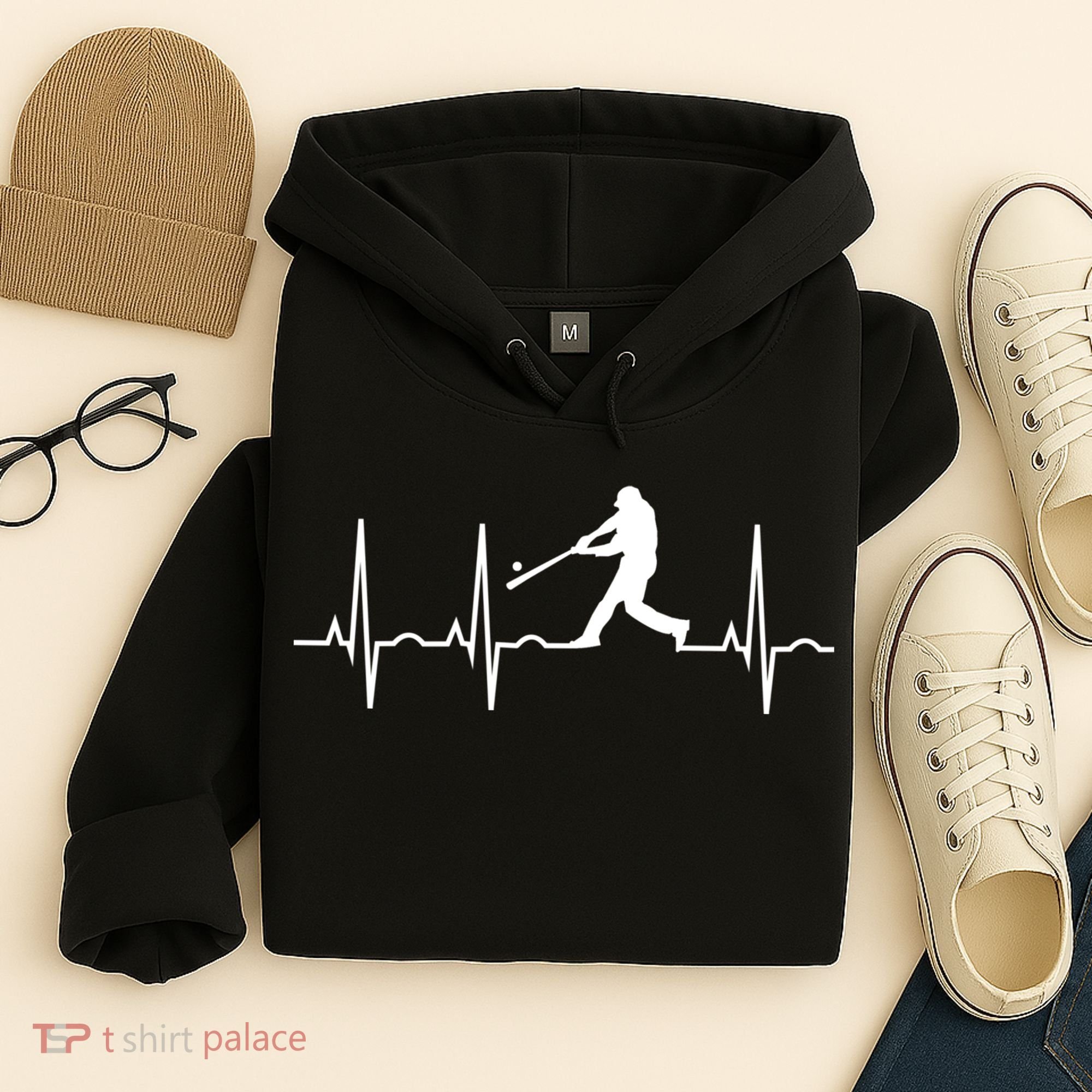 Baseball Great Gift Men Gift Baseball Player Heartbeat Gift Hoodie