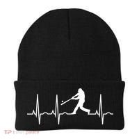 Baseball Great Gift Men Gift Baseball Player Heartbeat Gift Beanie thumb 0
