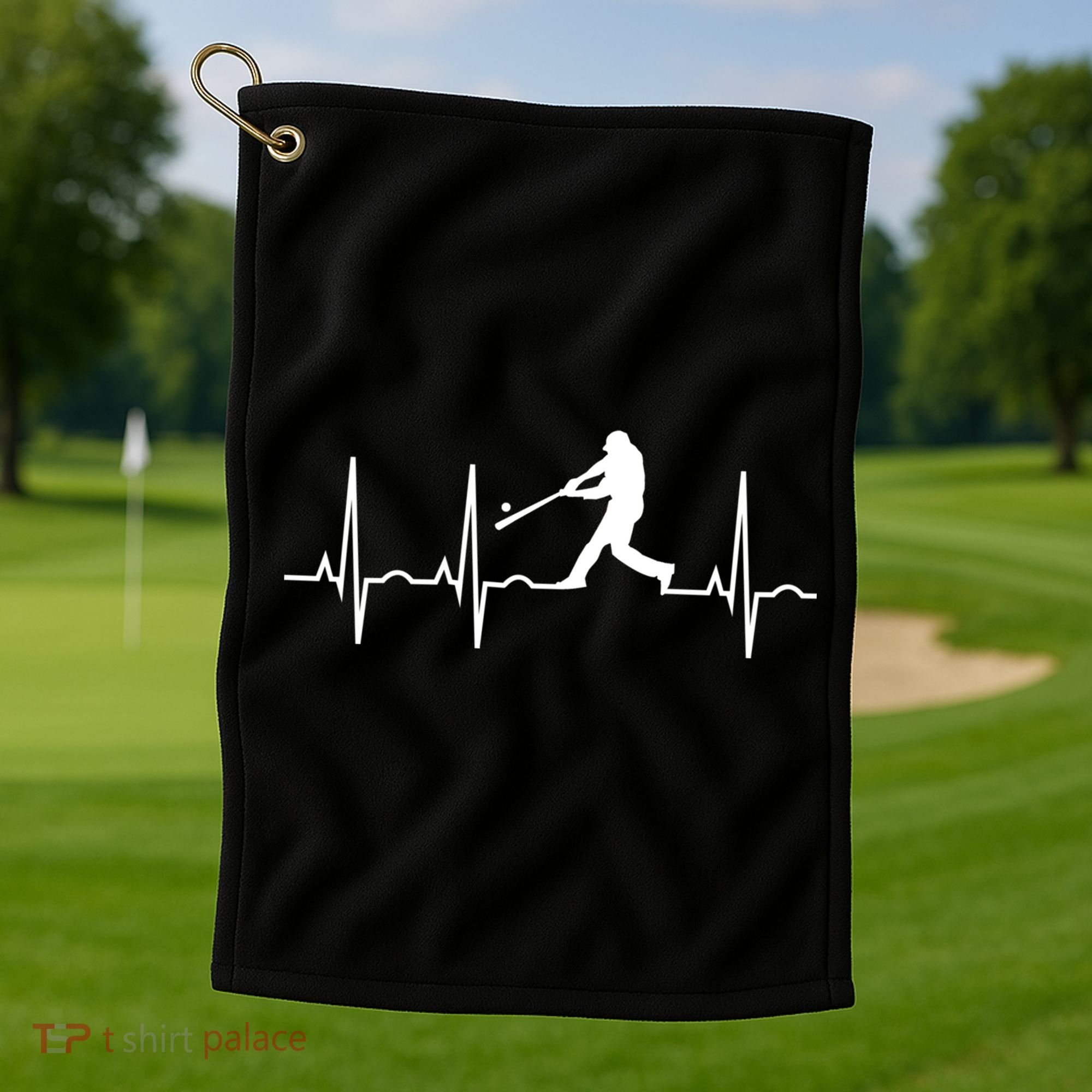 Baseball Great Gift Men Gift Baseball Player Heartbeat Gift Golf Towel