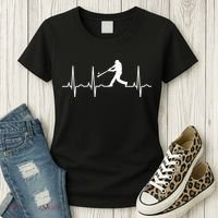 Baseball Great Gift Men Gift Baseball Player Heartbeat Gift Women's T-Shirt thumb 3