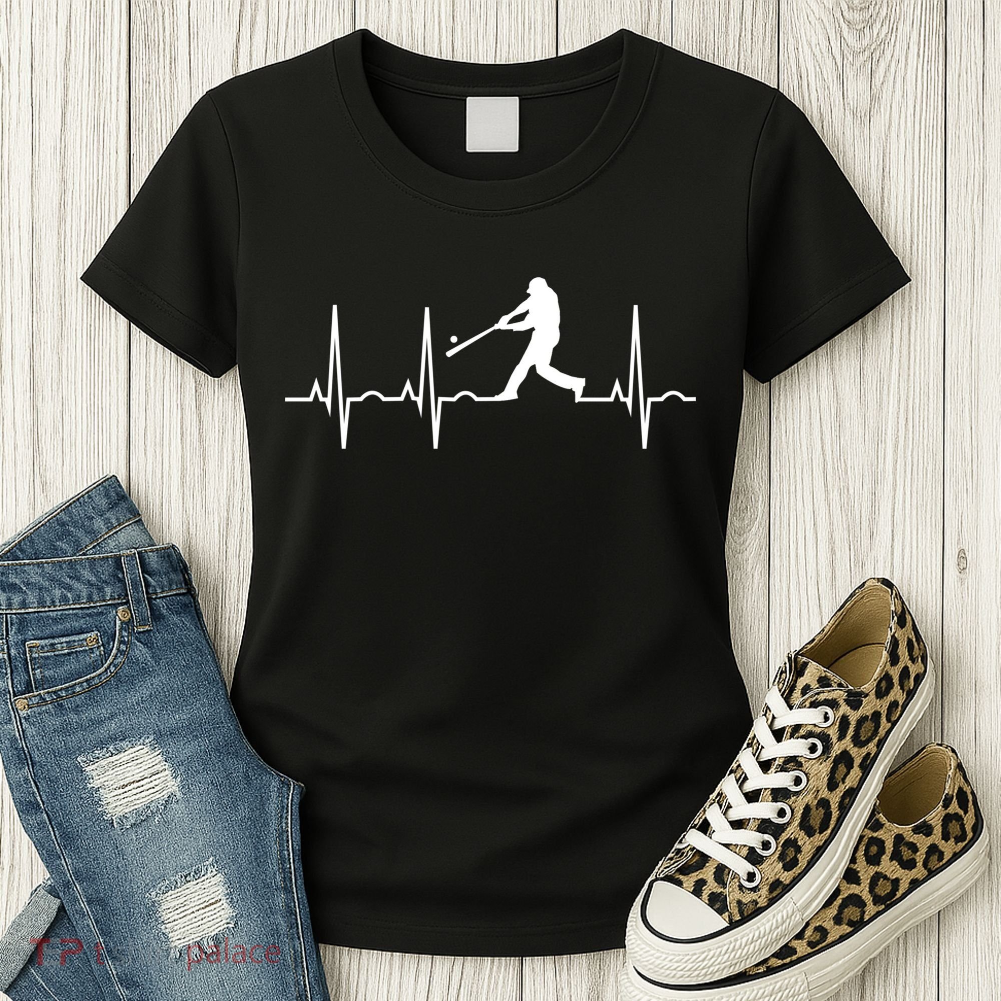 Baseball Great Gift Men Gift Baseball Player Heartbeat Gift Women's T-Shirt