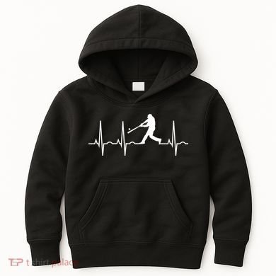 Baseball Great Gift Men Gift Baseball Player Heartbeat Gift Kids Hoodie