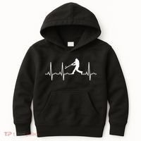 Baseball Great Gift Men Gift Baseball Player Heartbeat Gift Kids Hoodie thumb 0