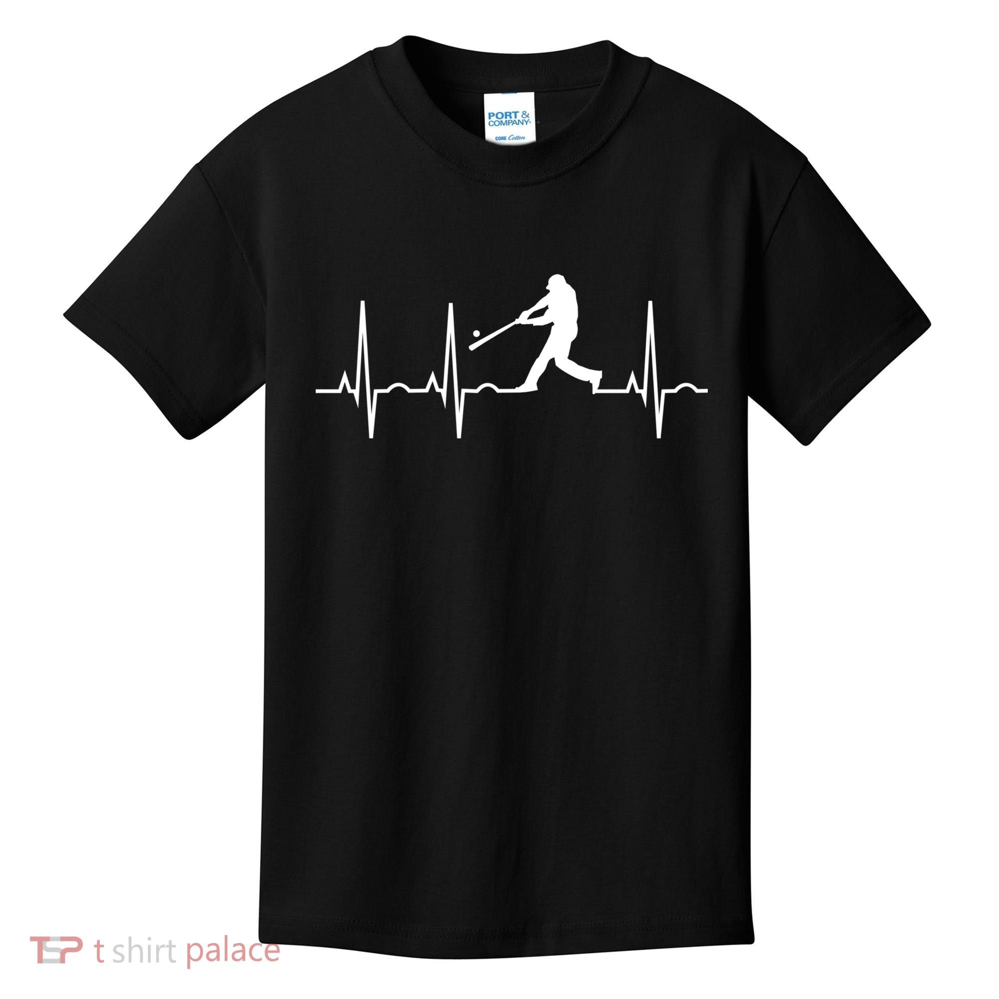 Baseball Great Gift Men Gift Baseball Player Heartbeat Gift Kids T-Shirt