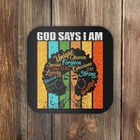Black Girl God Says I Am Black Melanin Junenth Coaster thumb 0