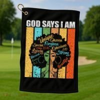 Black Girl God Says I Am Black Melanin Junenth Golf Towel thumb 1