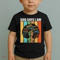Black Girl God Says I Am Black Melanin Junenth Toddler T-Shirt thumb 2