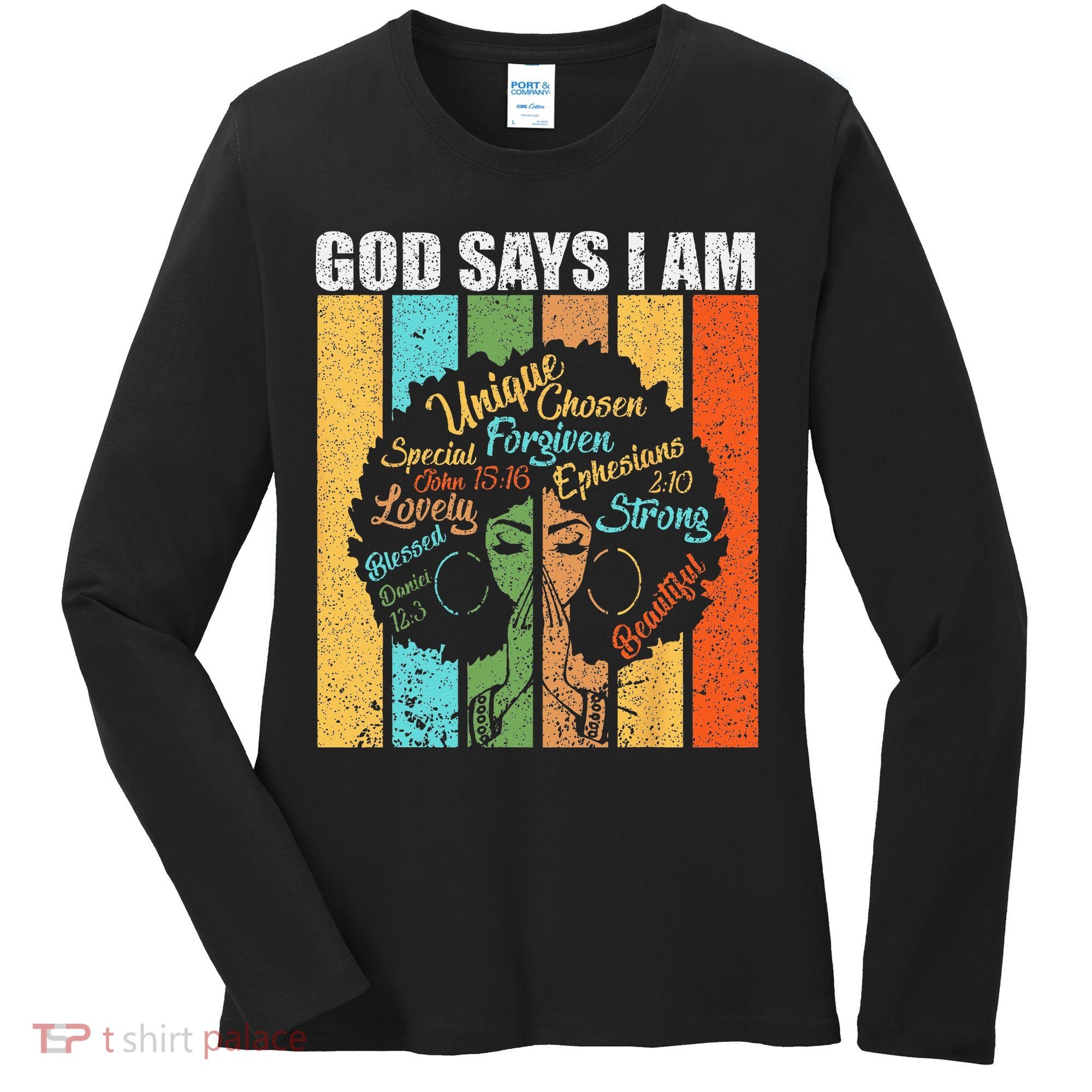 Black Girl God Says I Am Black Melanin Junenth Women's Long Sleeve Shirt