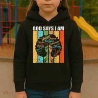 Black Girl God Says I Am Black Melanin Junenth Kids Hoodie thumb 3