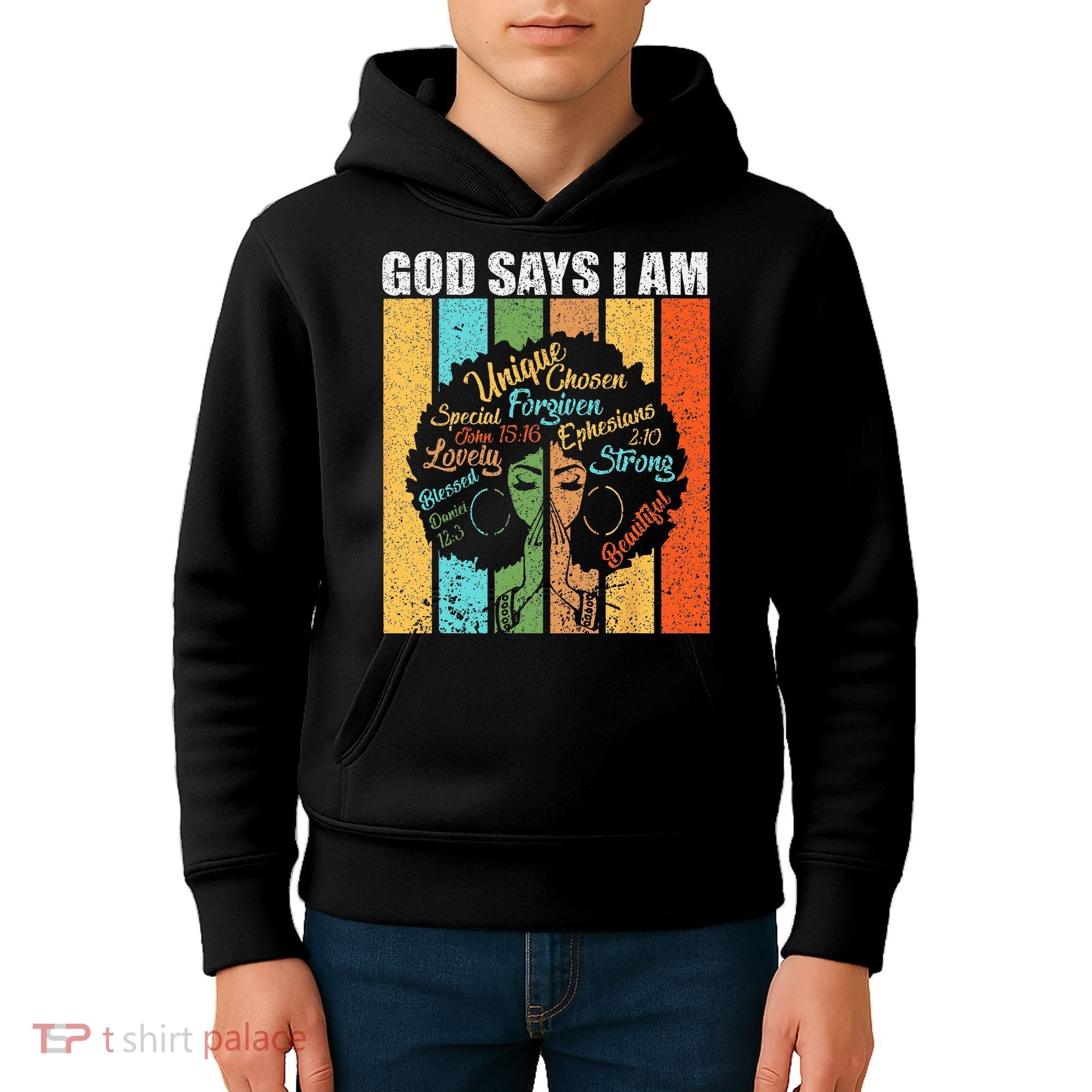 Black Girl God Says I Am Black Melanin Junenth Kids Hoodie