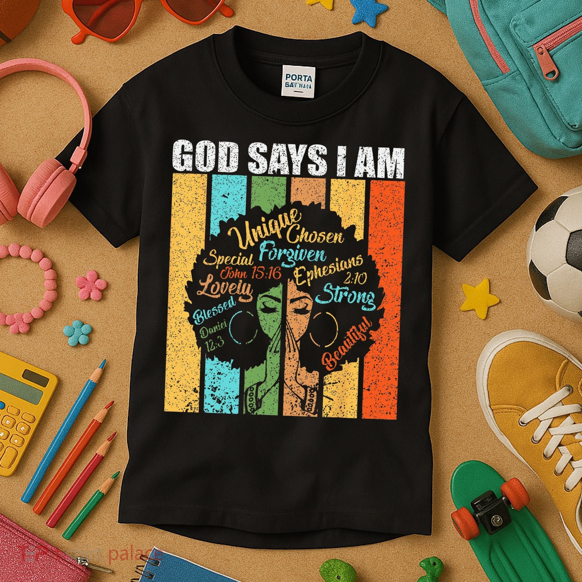 Black Girl God Says I Am Black Melanin Junenth Kids T-Shirt