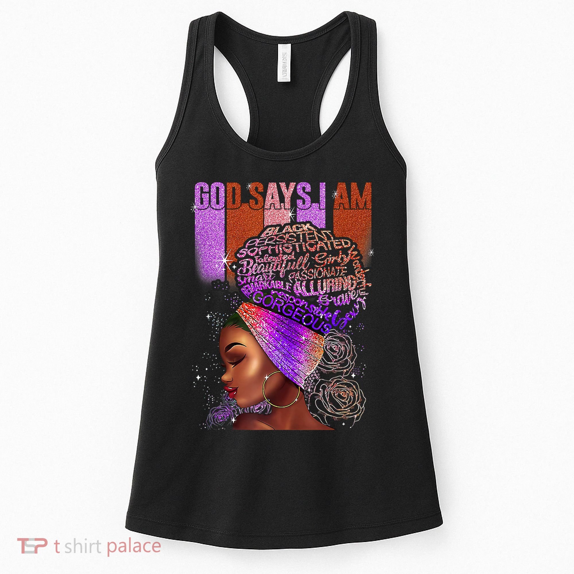 Black Girl God Says I Am Black Melanin History Month Pride Women's Tank Top