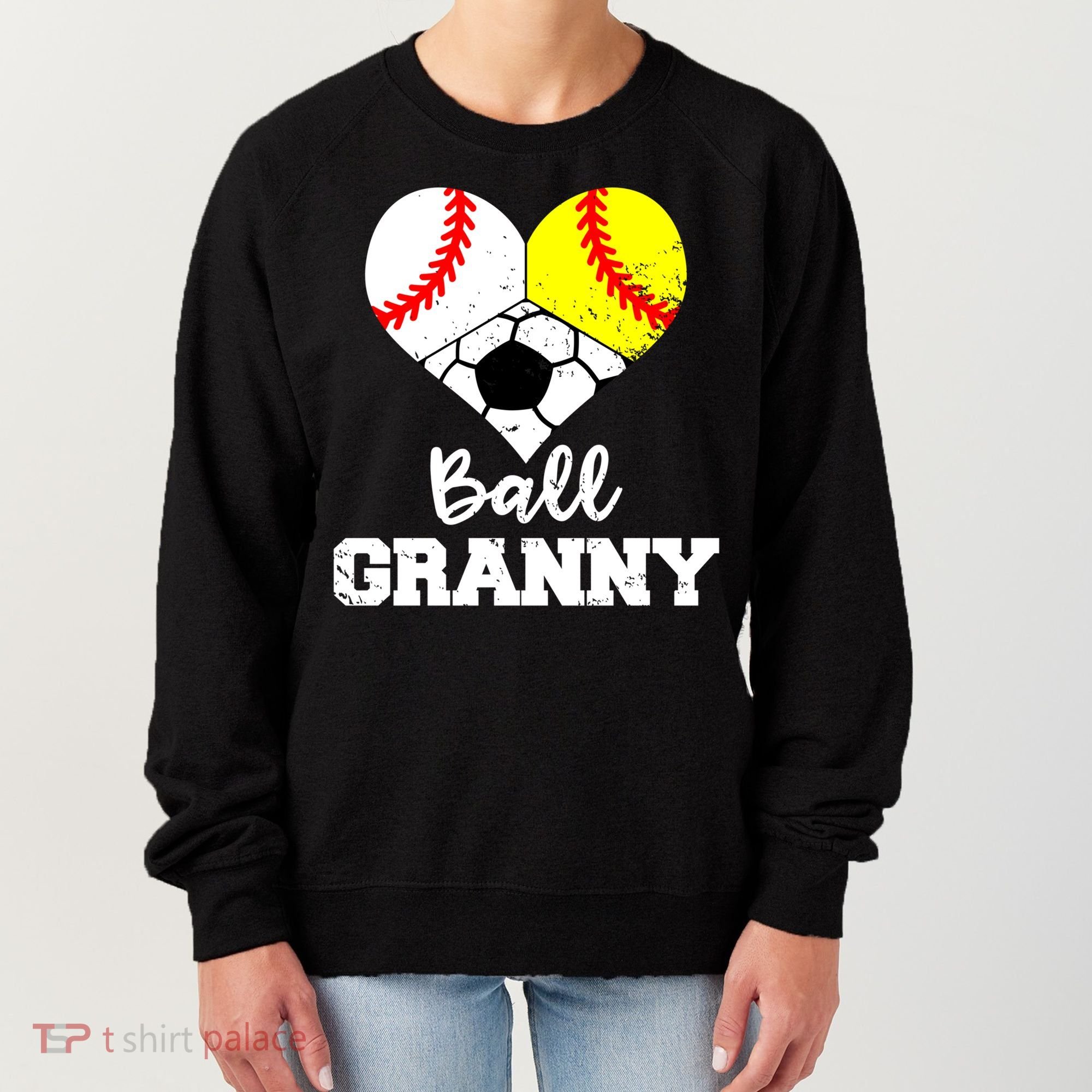 Ball Granny Heart Funny Baseball Softball Soccer Granny Gift Women's Sweatshirt