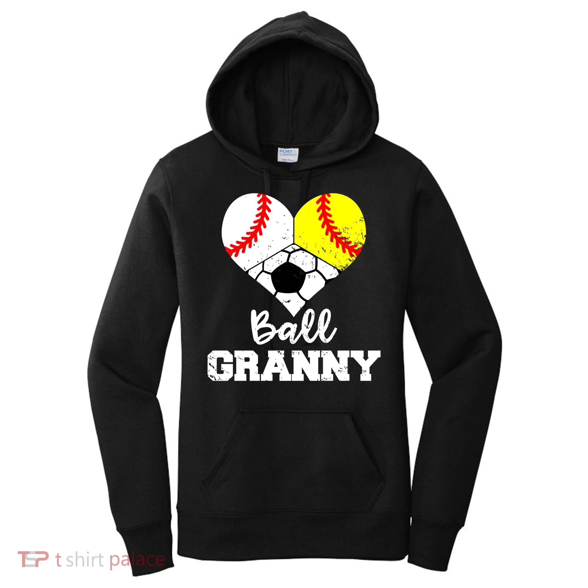 Ball Granny Heart Funny Baseball Softball Soccer Granny Gift Women's Hoodie