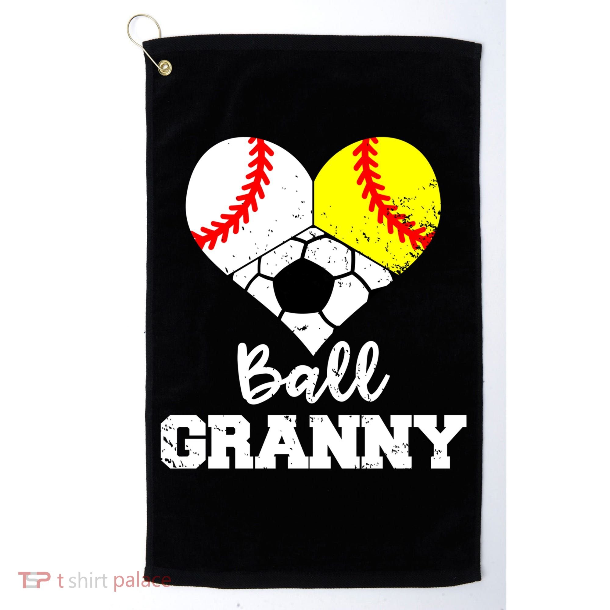 Ball Granny Heart Funny Baseball Softball Soccer Granny Gift Golf Towel