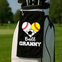 Ball Granny Heart Funny Baseball Softball Soccer Granny Gift Golf Towel thumb 2