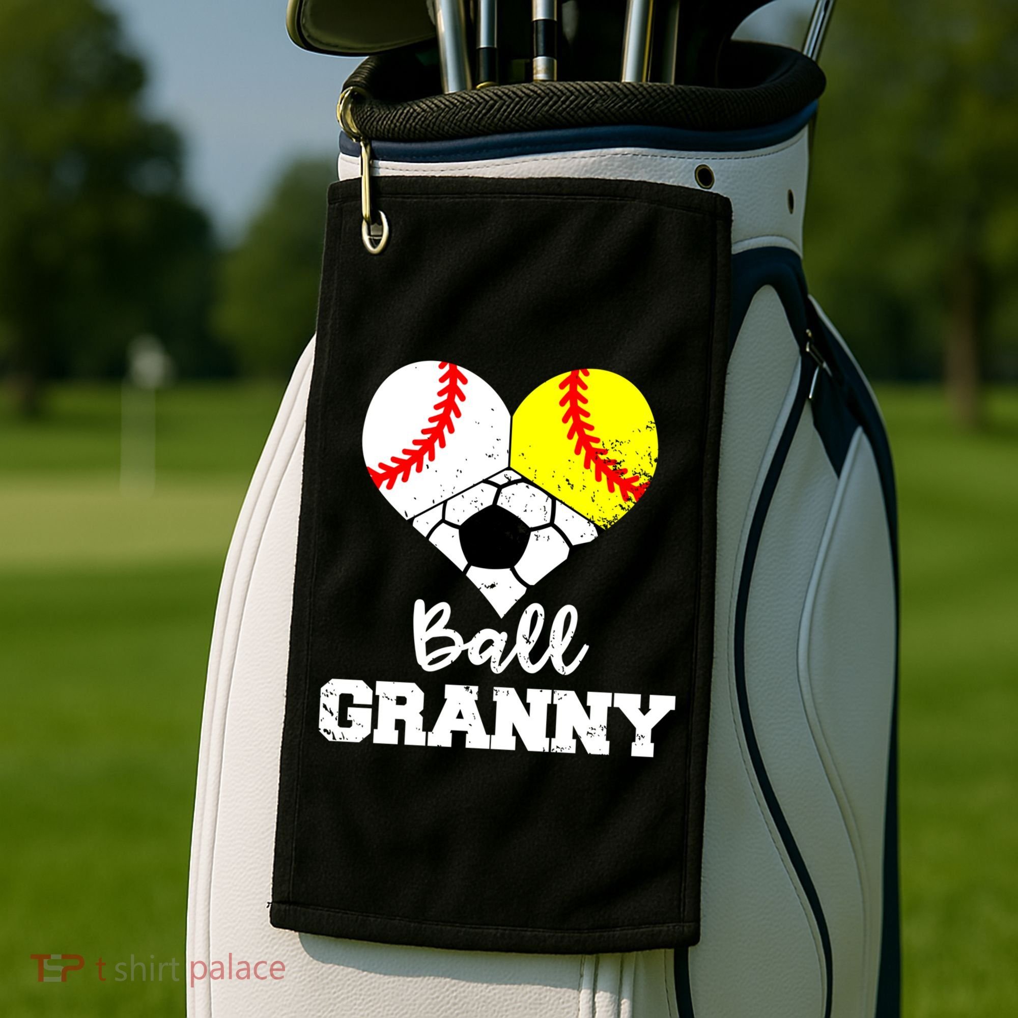 Ball Granny Heart Funny Baseball Softball Soccer Granny Gift Golf Towel