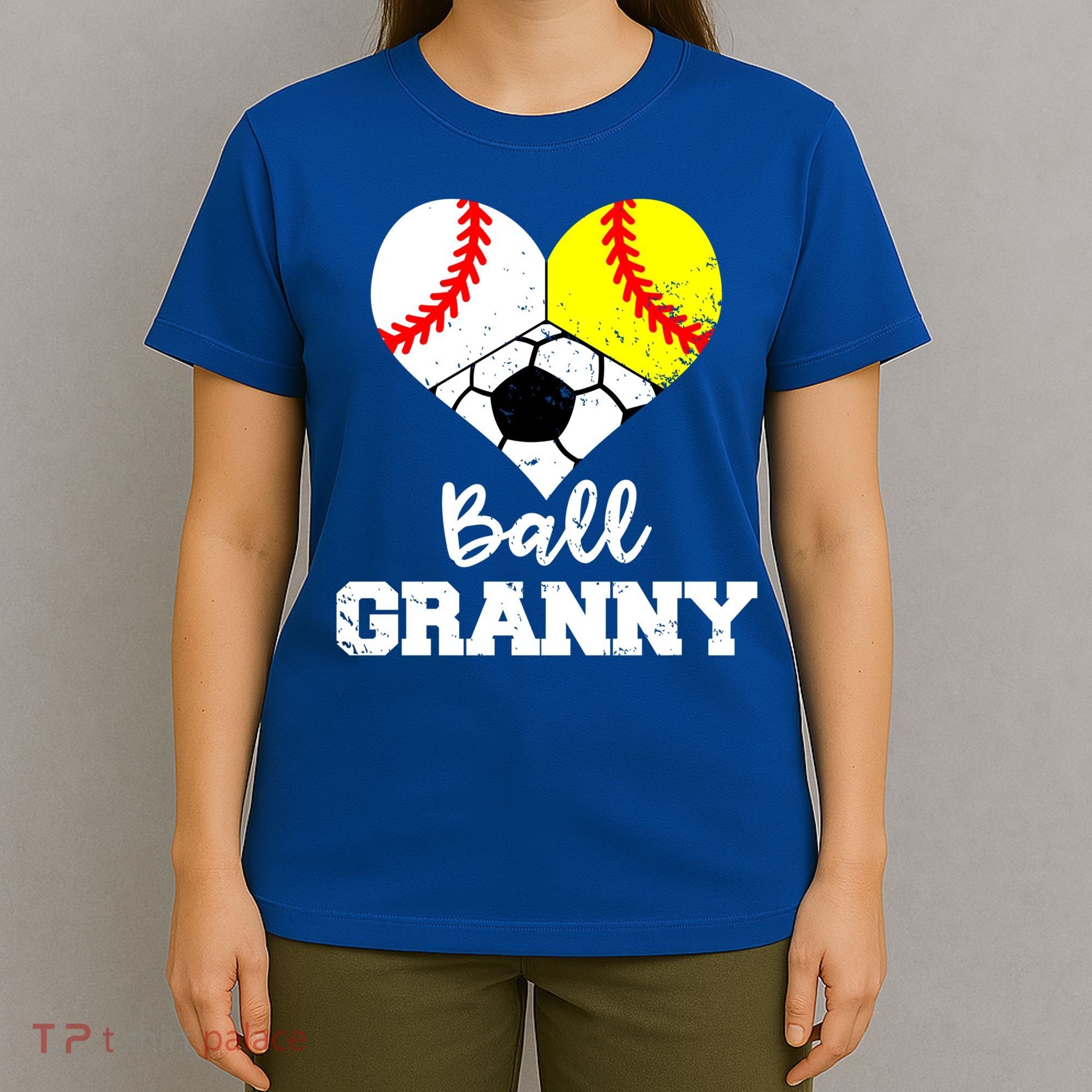 Ball Granny Heart Funny Baseball Softball Soccer Granny Gift T-Shirt