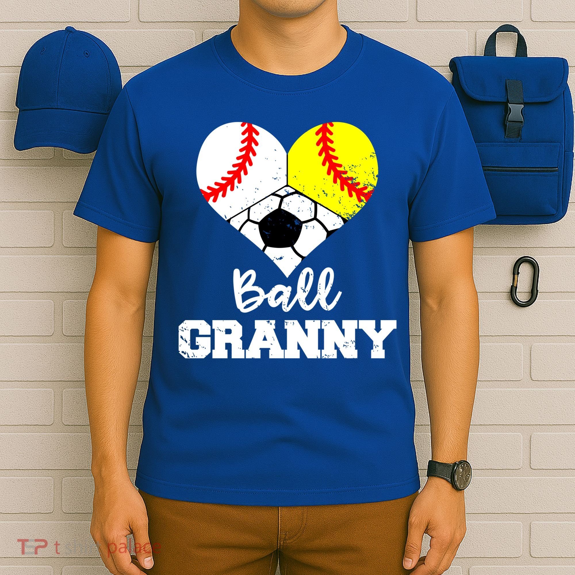 Ball Granny Heart Funny Baseball Softball Soccer Granny Gift T-Shirt
