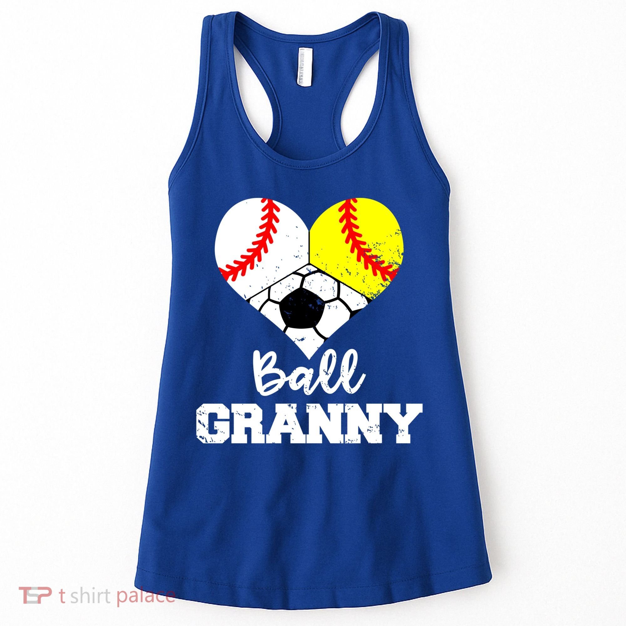 Ball Granny Heart Funny Baseball Softball Soccer Granny Gift Women's Tank Top