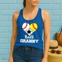 Ball Granny Heart Funny Baseball Softball Soccer Granny Gift Women's Tank Top thumb 2
