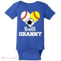 Ball Granny Heart Funny Baseball Softball Soccer Granny Gift Baby Bodysuit thumb 0