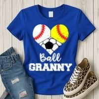 Ball Granny Heart Funny Baseball Softball Soccer Granny Gift Women's T-Shirt thumb 3