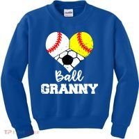 Ball Granny Heart Funny Baseball Softball Soccer Granny Gift Kids Sweatshirt thumb 0