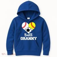 Ball Granny Heart Funny Baseball Softball Soccer Granny Gift Kids Hoodie thumb 0