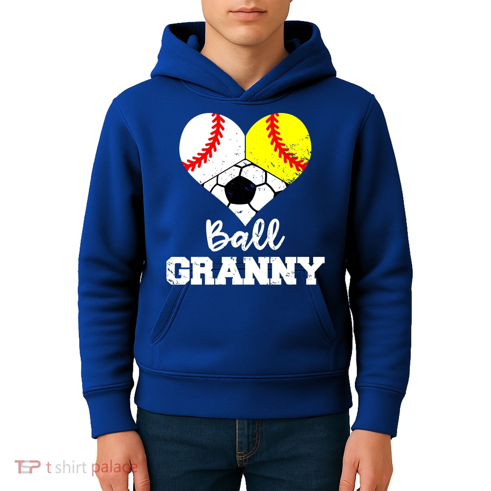 Ball Granny Heart Funny Baseball Softball Soccer Granny Gift Kids Hoodie