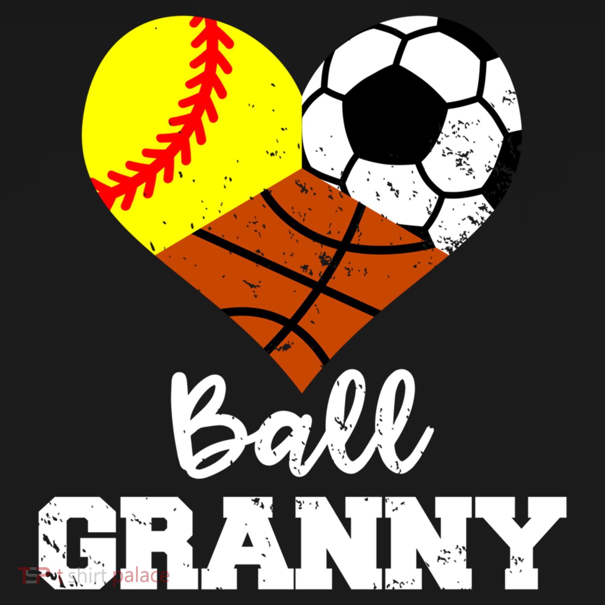Ball Granny Heart Funny Softball Soccer Basketball Granny Gift Women's Hoodie