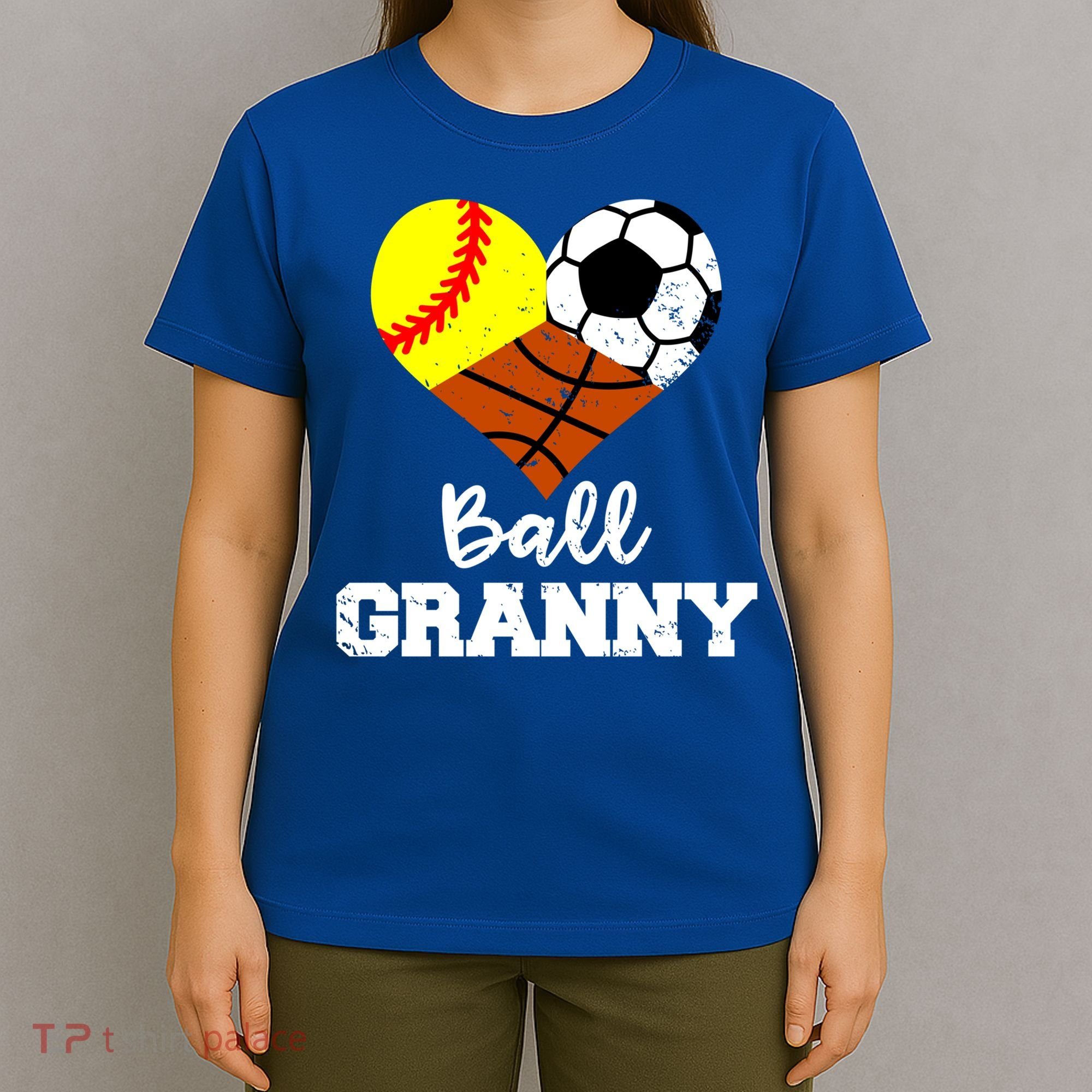Ball Granny Heart Funny Softball Soccer Basketball Granny Gift T-Shirt
