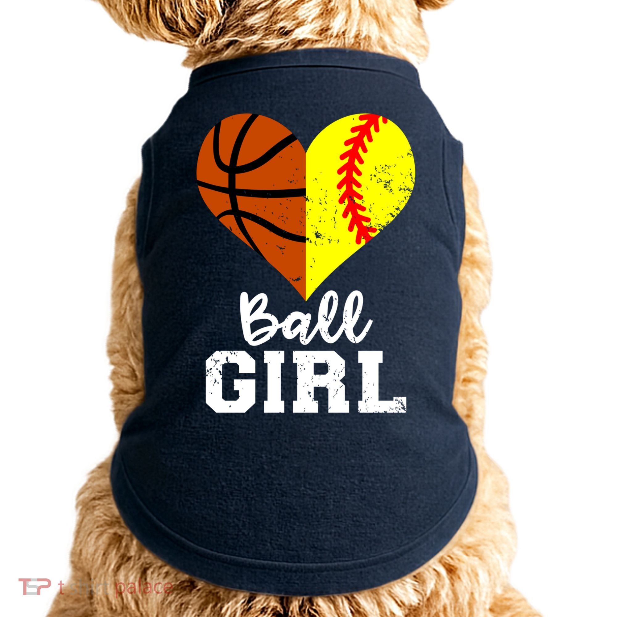 Ball Girl Heart Funny Softball Basketball Girl Doggie Tank