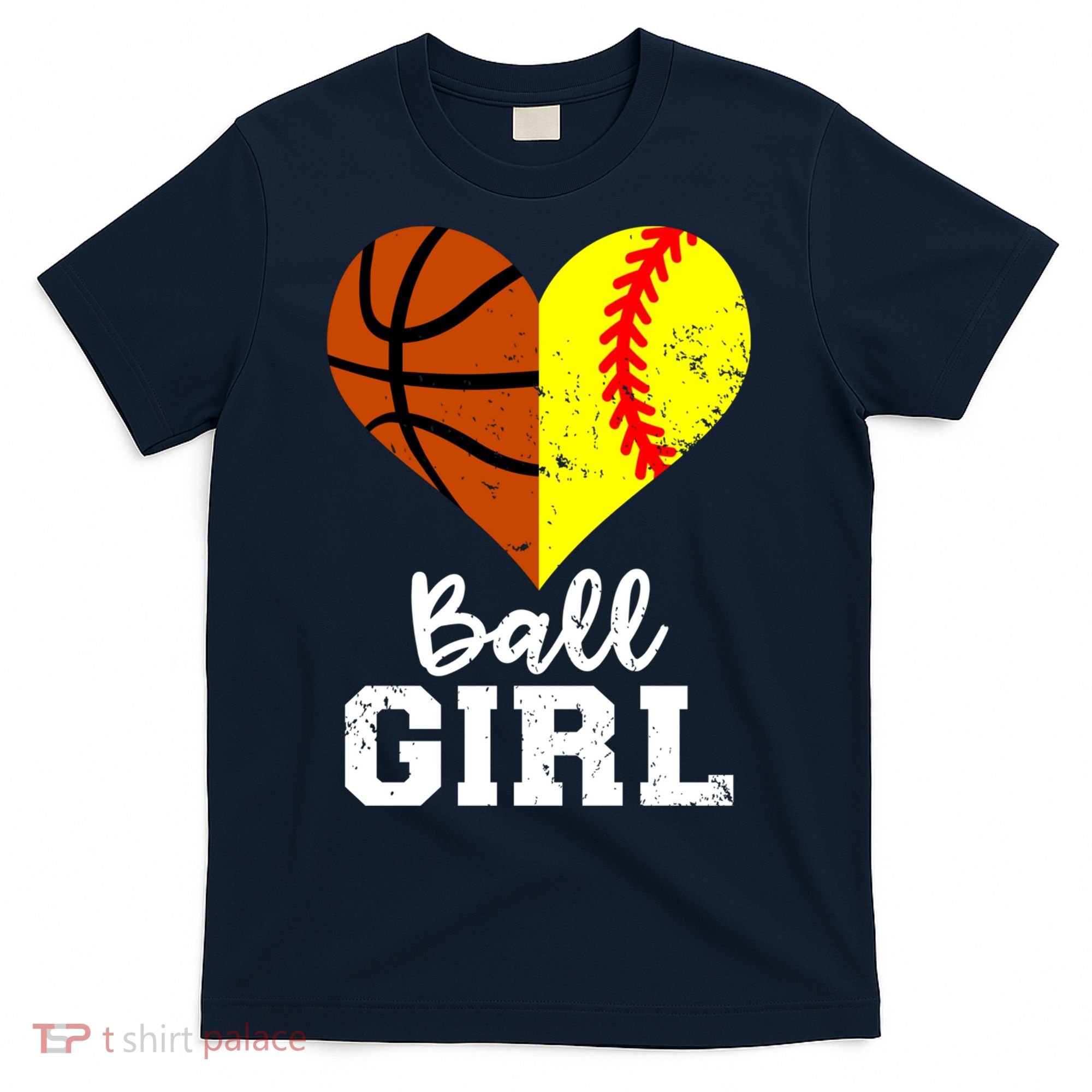 Ball Girl Heart Funny Softball Basketball Girl T-Shirt