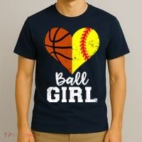 Ball Girl Heart Funny Softball Basketball Girl T-Shirt thumb 3