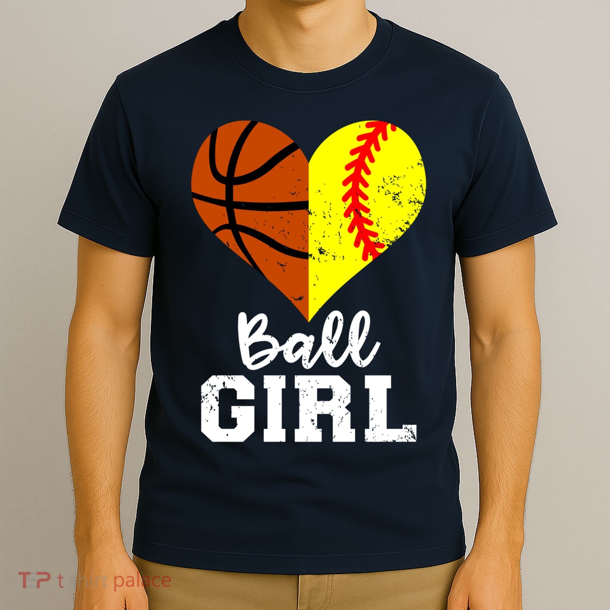 Ball Girl Heart Funny Softball Basketball Girl T-Shirt
