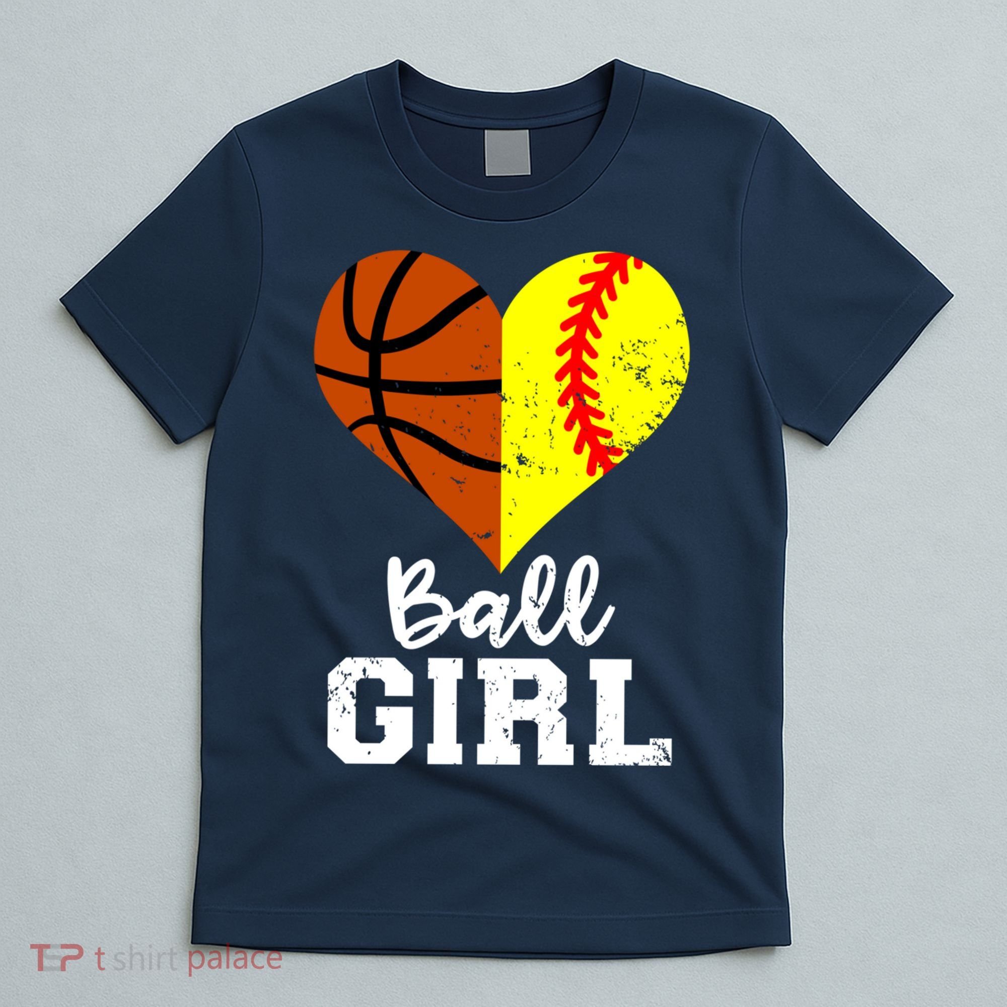 Ball Girl Heart Funny Softball Basketball Girl T-Shirt