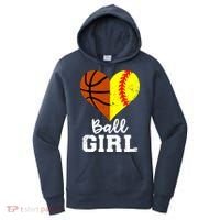 Ball Girl Heart Funny Softball Basketball Girl Women's Hoodie thumb 0