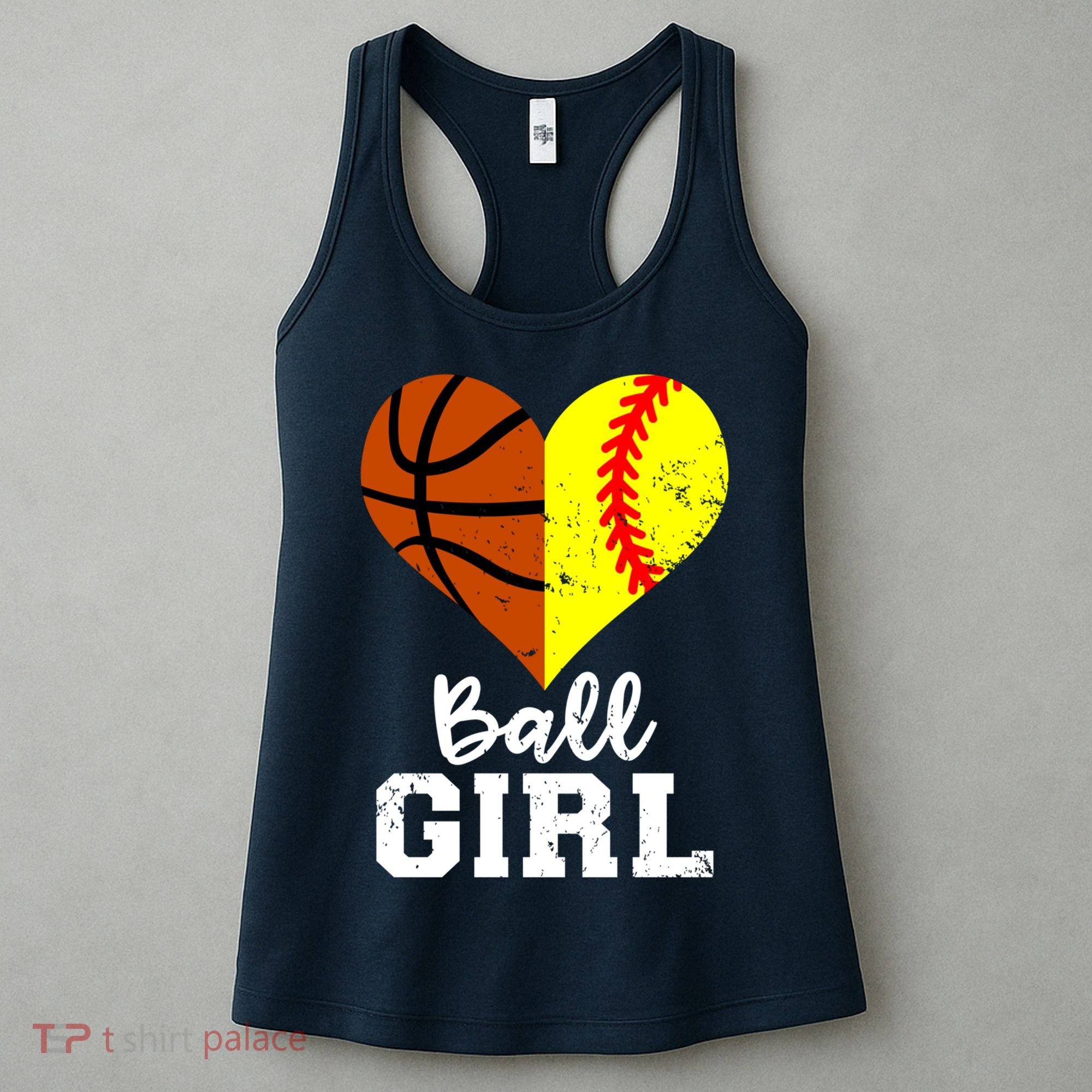 Ball Girl Heart Funny Softball Basketball Girl Women's Tank Top