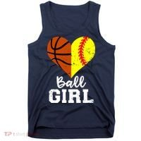 Ball Girl Heart Funny Softball Basketball Girl Tank Top thumb 0
