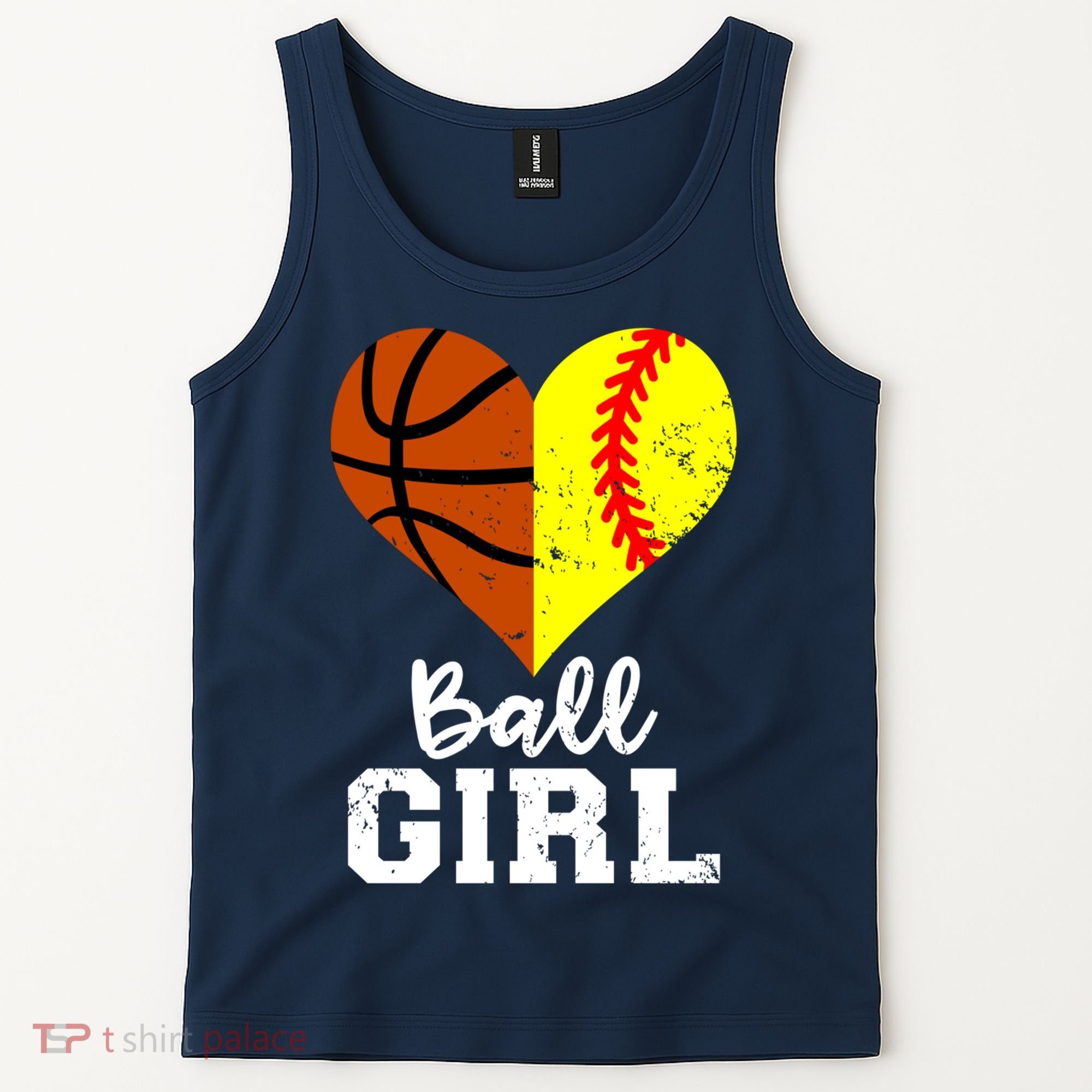 Ball Girl Heart Funny Softball Basketball Girl Tank Top