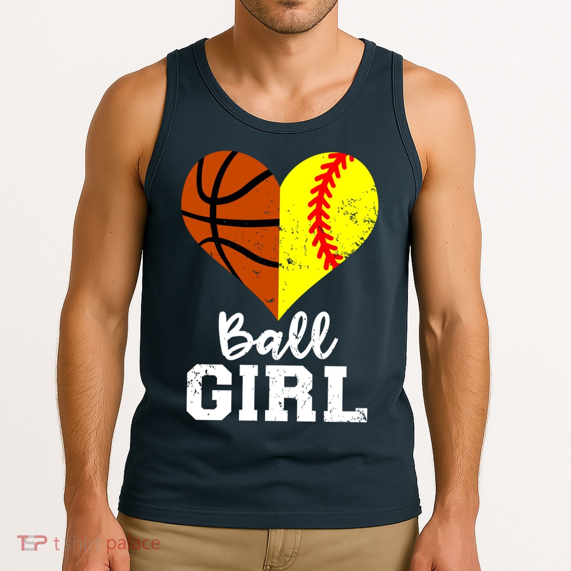 Ball Girl Heart Funny Softball Basketball Girl Tank Top