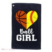 Ball Girl Heart Funny Softball Basketball Girl Golf Towel thumb 0