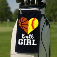 Ball Girl Heart Funny Softball Basketball Girl Golf Towel thumb 2