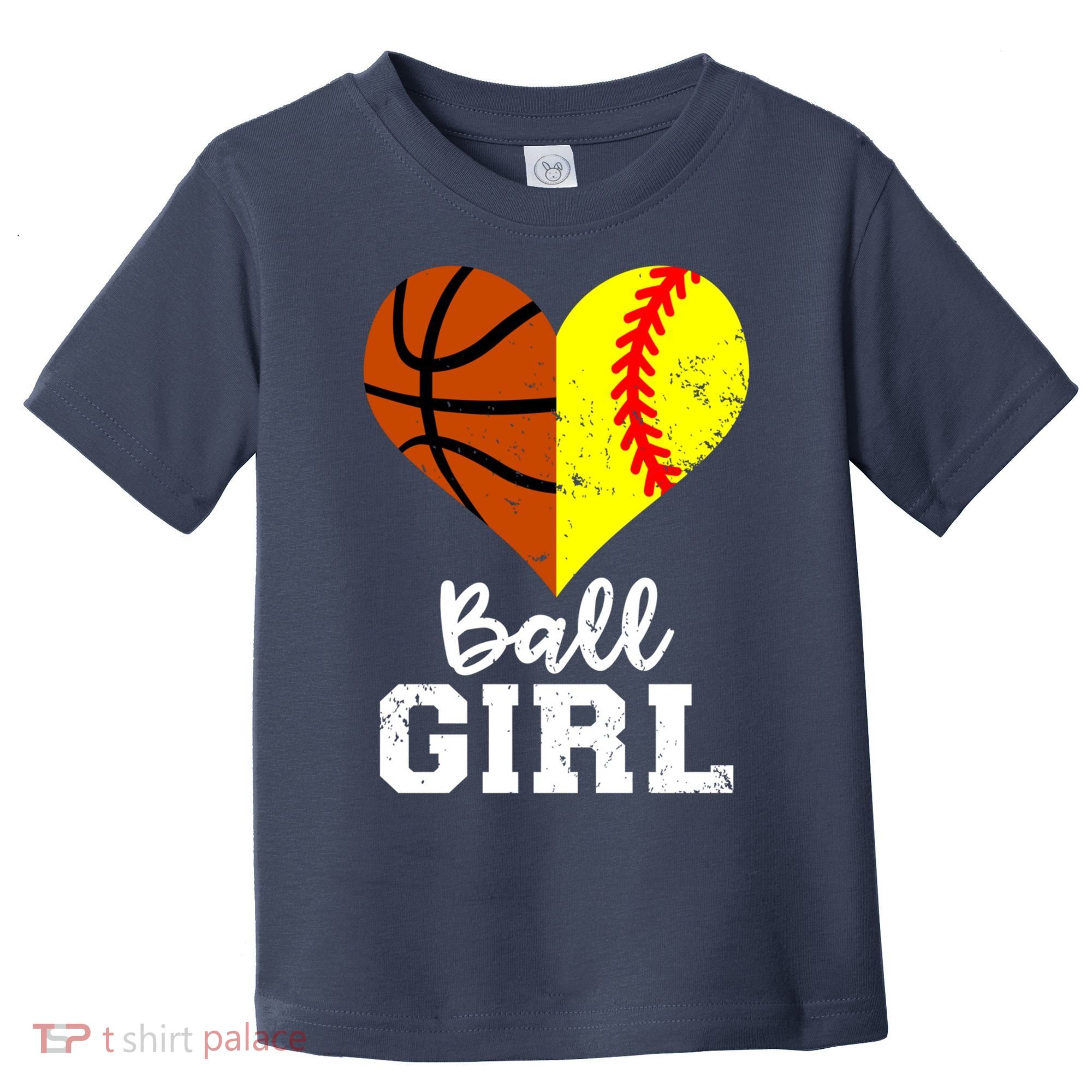 Ball Girl Heart Funny Softball Basketball Girl Toddler T-Shirt