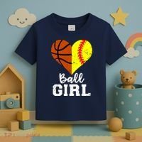 Ball Girl Heart Funny Softball Basketball Girl Toddler T-Shirt thumb 3