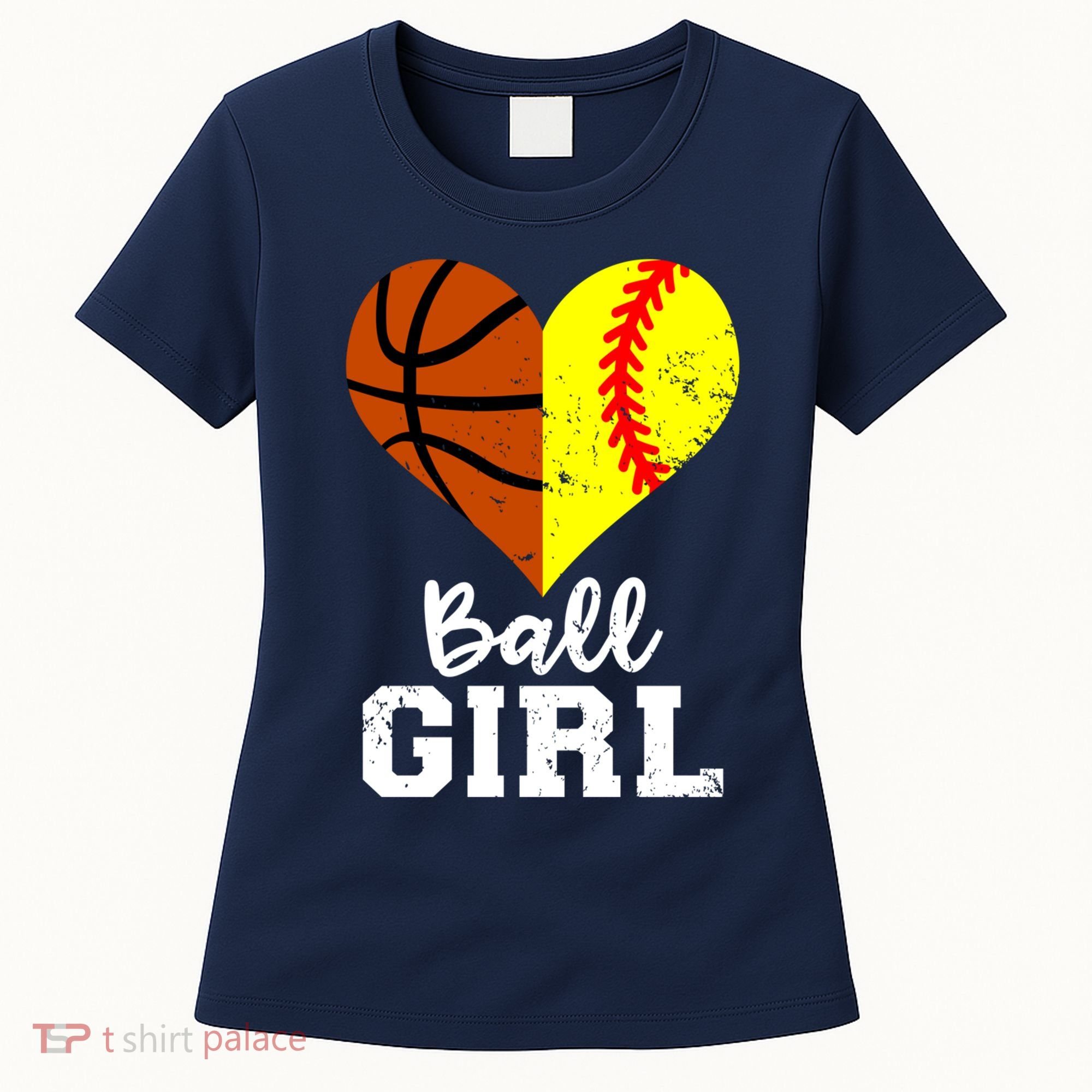 Ball Girl Heart Funny Softball Basketball Girl Women's T-Shirt
