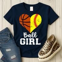 Ball Girl Heart Funny Softball Basketball Girl Women's T-Shirt thumb 3