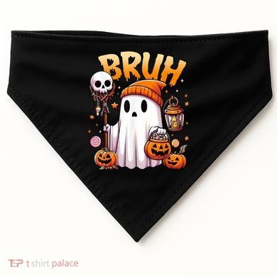Bruh Ghost Halloween Cute Ghost Trick Or Treat USA-Made Doggie Bandana